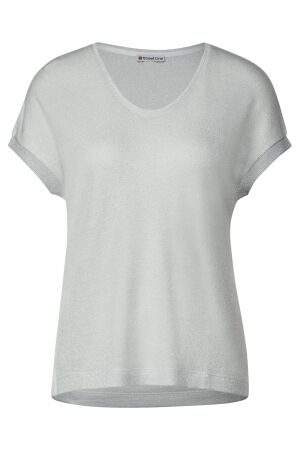 Street One Dames shirt km v-hals kort Street One 321147 10108 off white