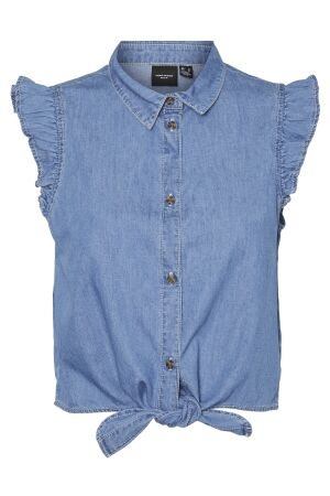 Vero Moda Dames blouse zm kort Vero Moda 10307830 Medium Blue Denim