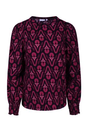 City Life Dames shirt lm ronde hals kort City Life 213019A W90518 19-2039 granita/cerise