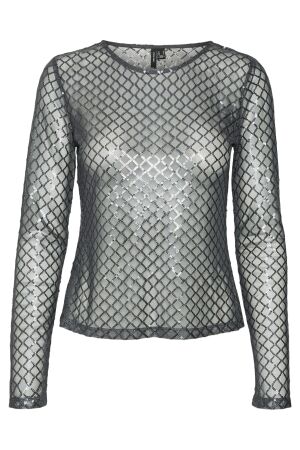 Vero Moda Dames shirt lm ronde hals kort Vero Moda 10317016 asphalt