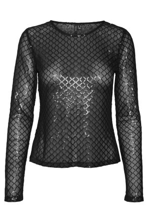 Vero Moda Dames shirt lm ronde hals kort Vero Moda 10317016 black