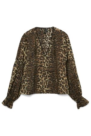 Vero Moda Dames shirt lm v-hals kort Vero Moda 10330175 tigers eye aop