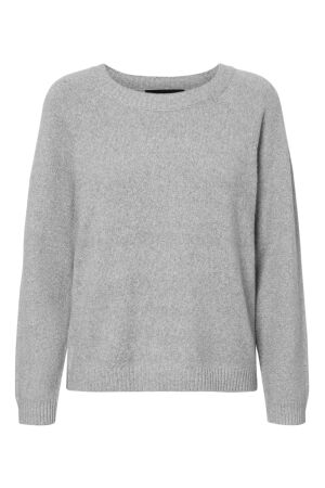 Vero Moda Dames trui lm ronde hals kort Vero Moda 10221006 light grey melange