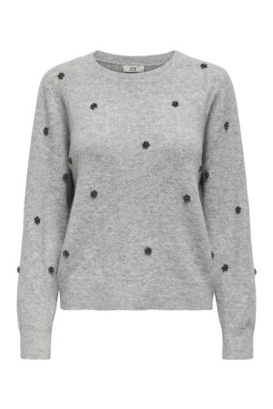 Jacqueline de Yong Dames trui lm ronde hals kort Jacqueline de Yong 15335454 light grey melange