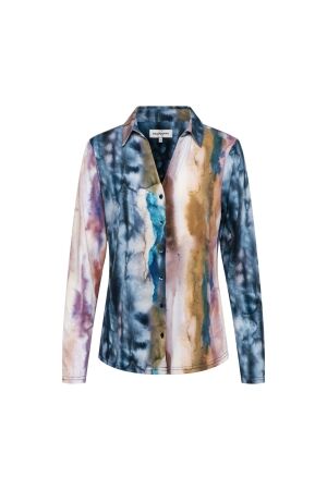 &co Dames blouse lm kort &co BL324 bd-denim multi 46065