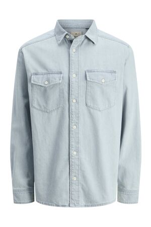 jack&jones Heren overhemd lm jack&jones 12275137 light blue denim