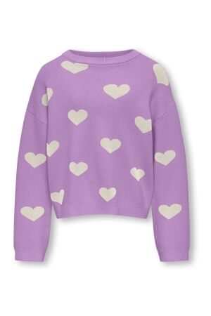 kids only Meisjes trui lm ronde hals kort kids only 15339603 african violet/patt.heart birch